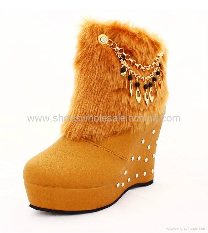 autumn boots Women fashion fox fur snow boots women's shoes thermal cotton-padde 3