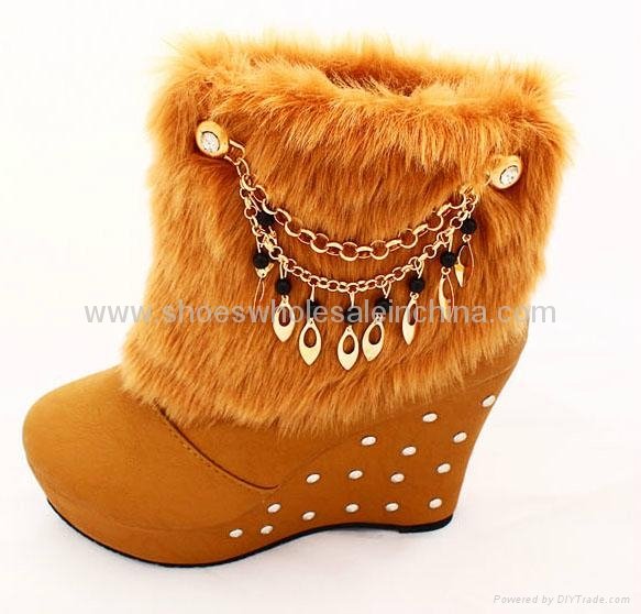 autumn boots Women fashion fox fur snow boots women's shoes thermal cotton-padde 4