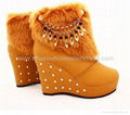 autumn boots Women fashion fox fur snow boots women's shoes thermal cotton-padde 5