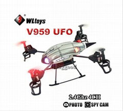 Wholesale Wltoys V959# 2.4G 4-Axis 4CH RC Quadcopter UFO with Onboard Camera, Li