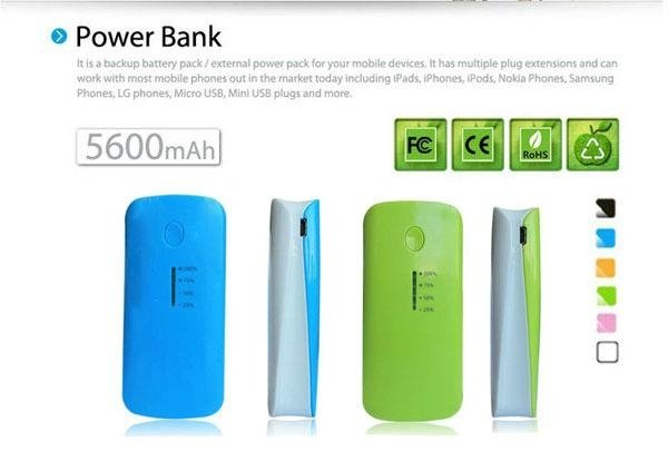 Portable 5600mAh External Battery Charger Power back For iphone nokia ipad ect 