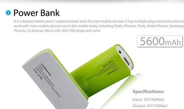 Classic Mini Mobile Power Bank pack 5200mAh With LED Light 4