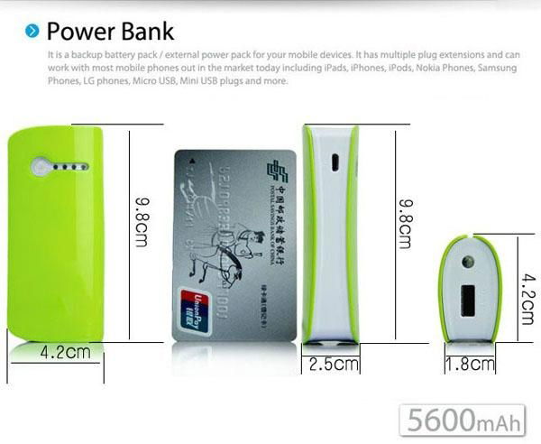 Classic Mini Mobile Power Bank pack 5200mAh With LED Light 2