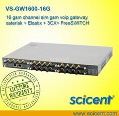16 gsm channel sim gsm voip gateway asterisk + Elastix + 3CX+ FreeSWITCH
