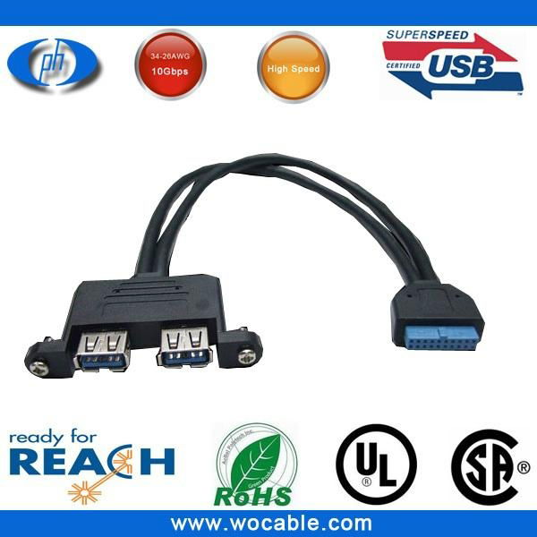 USB 3.0 cable 2 port usb 3.0 Motherboard 20p Y cab 2