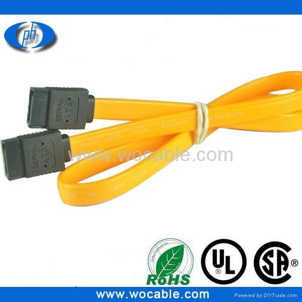 Yellow Sata Cable with Metal Latch(sata 7P F/F cable)