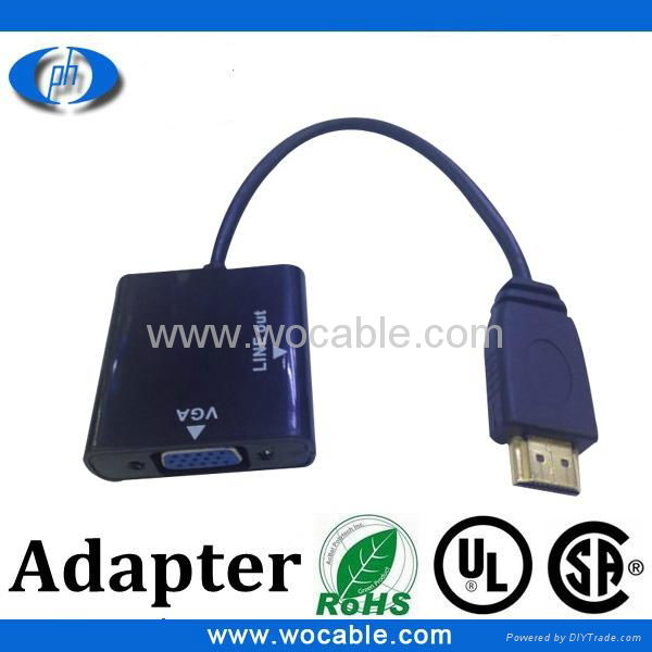 High Quality HDMI to VGA Cable Adapter Converter Male to Female UP to 1080p 2