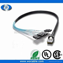 mini sas Cable 36p(SFF-8087) 180degree to sata 7pin cable