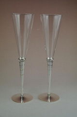 Silver Fashionable Engraved Champagne Flute Glass Made in China