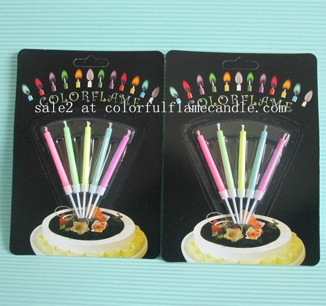 Supply colored flame birthday candle