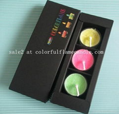 Wholesale colored flame tea light candle