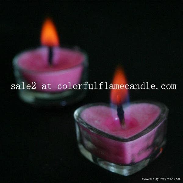 Heart shape colored flame tea light candle