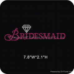 Bridesmaid Hot Fix Rhinestone Transfers For Apparel