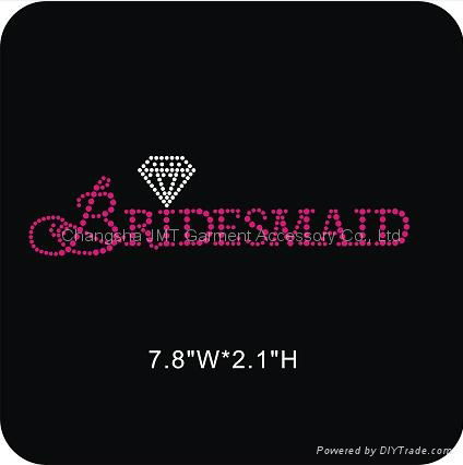 Bridesmaid Hot Fix Rhinestone Transfers For Apparel