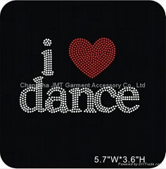 Wholesale I Love Dance Rhinestone Heat