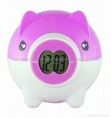 piggy bank with digital clock