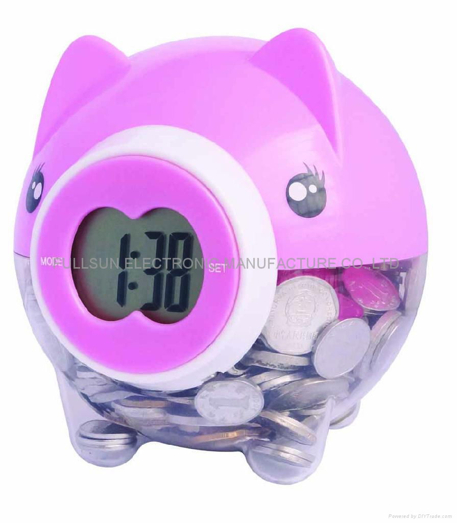 piggy bank with digital clock  2
