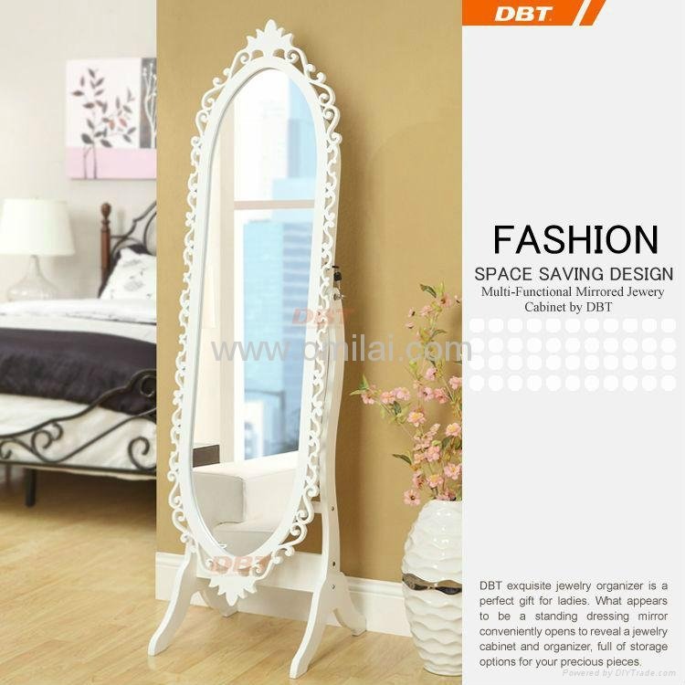 Oval Shape Living Room Jewelry Armoire, Dressing Mirror Jewelry Cabinet