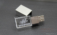 Crystal usb flash drive with 3D engraved logo inside