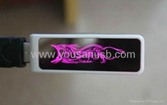 slide usb flash drive with colorful led light-emitting logo