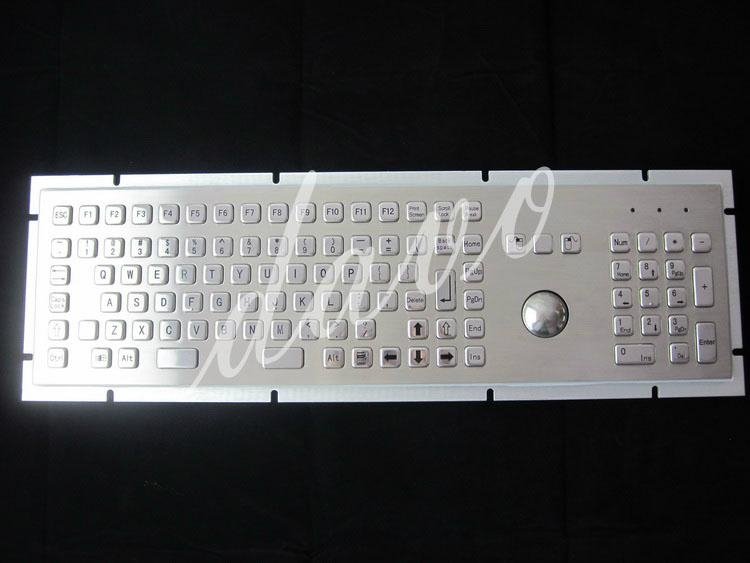 105 keys IP65 rated stainless steel keyboard with trackball  