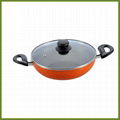aluminum nonstick wok with two handles and glass lid