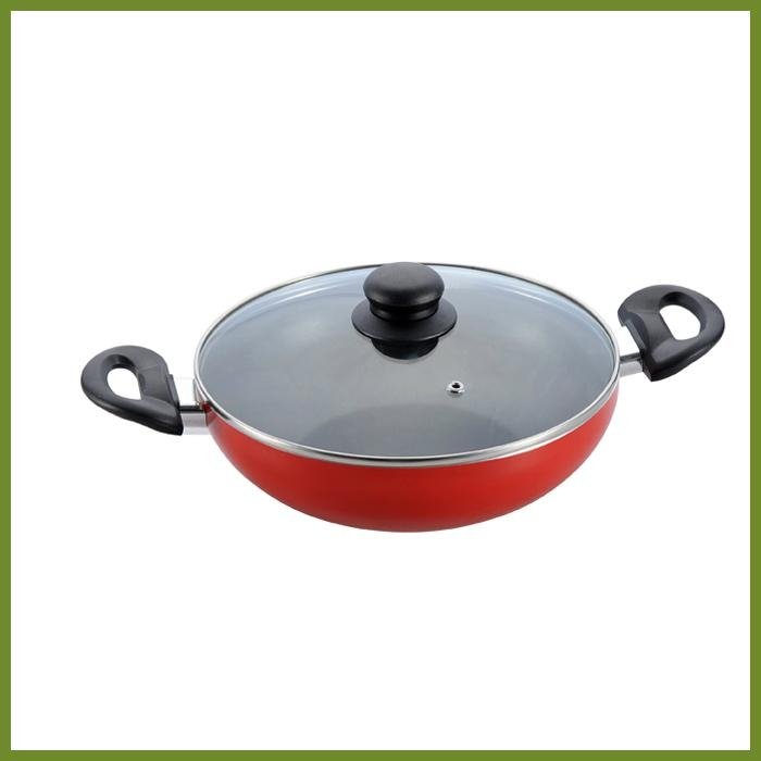 aluminum nonstick wok with two handles and glass lid 3