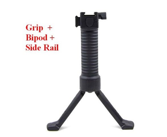 Tactical Gear Military Steel Inserted Leg Grip+Bipod+Side Rail Rifle ForeGrip 