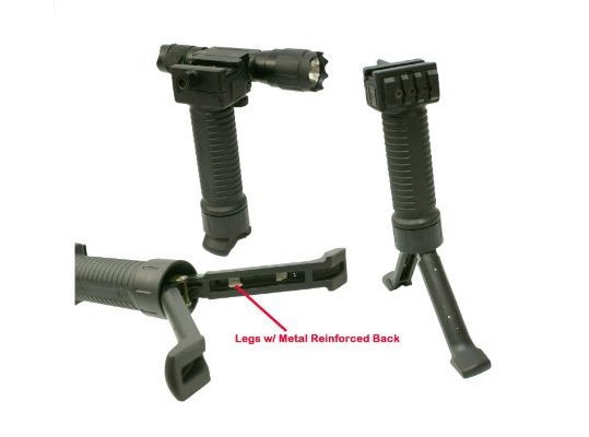 Tactical Gear Military Steel Inserted Leg Grip+Bipod+Side Rail Rifle ForeGrip  5