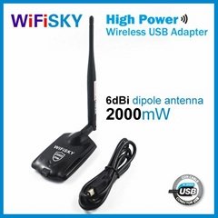 wifisky2000,6dbi wireless adapter,8187L chipset,54Mbps transmission rate