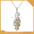 Wholesale elegant Christmas gift colored diamond 925 silver pendant necklace 1