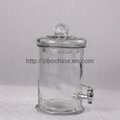 4L Clear round glass jar with tap