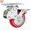 PU shock absorption caster with brake