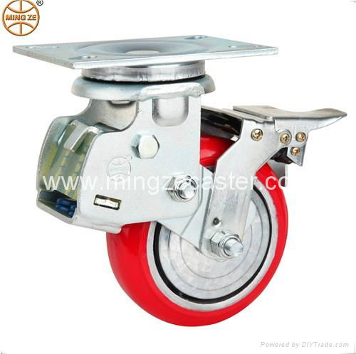 PU shock absorption caster with brake
