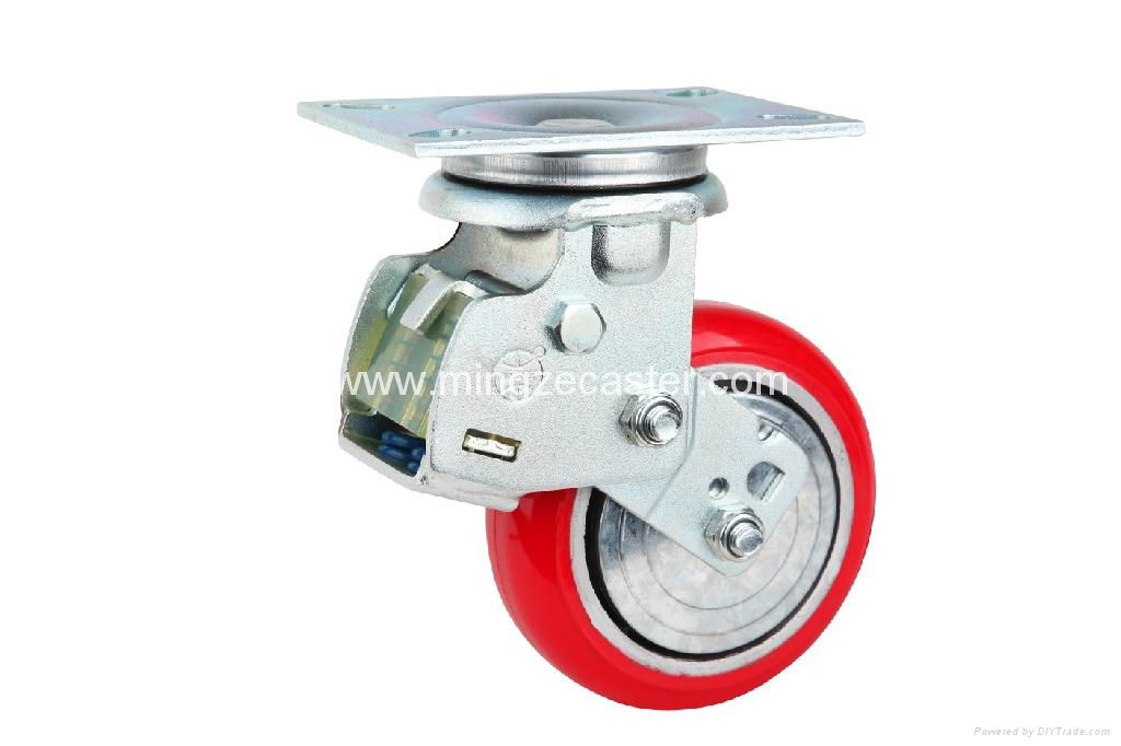 PU shock absorption caster with brake 3