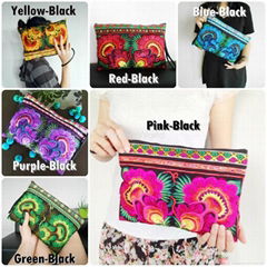 Bright Embroidered Clutch Wristlet Hmong Bag