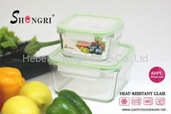 heat-resistant glass food storage container