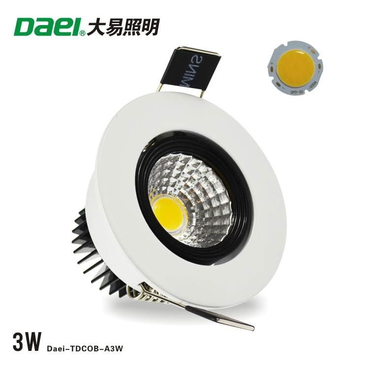 Daei Brand 3w LED Downlight Recessed indoor COB Chip light for free shipping 