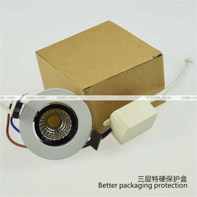 Daei Brand 3w LED Downlight Recessed indoor COB Chip light for free shipping  5