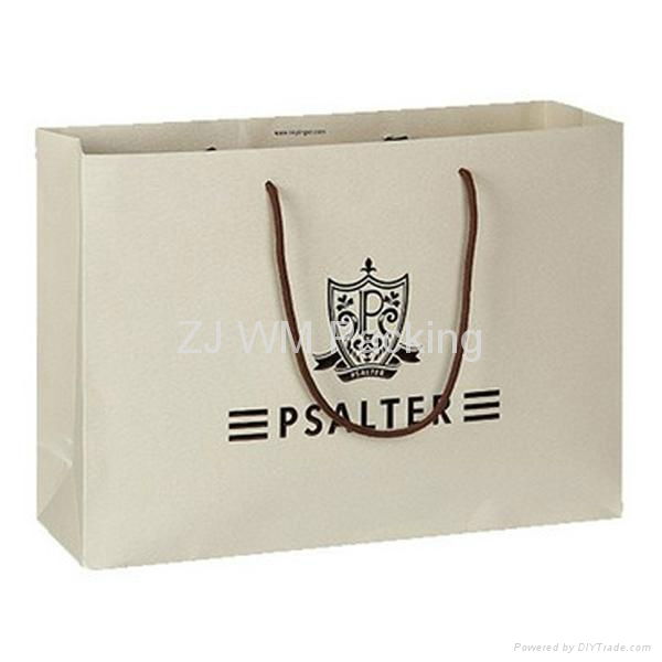 Printed Cheap Luxury Paper Shopping Bag with Satin Handles 4