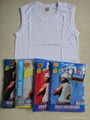 men branded plain white combed cotton tank top for underwear and sports wear