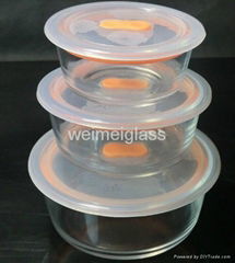 3PCS Clear Glass bowl Set with Airtight lids