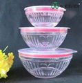 3 PCS High White Glass Bowl Set with