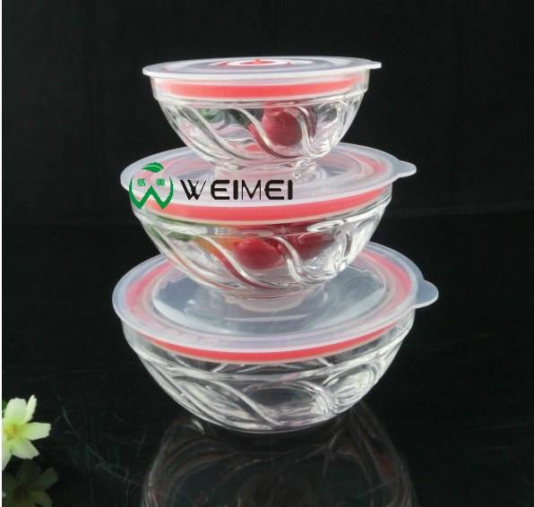 Glass bowl set with sealed lid 2