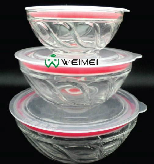 Glass bowl set with sealed lid