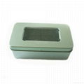 New rectangular tin box with hinge for