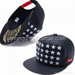 High Quality Skeskin PU Leather 3D embroidery letter logo Fitted snapback Cap  