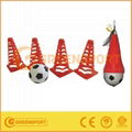 Plastic football cones set with ball