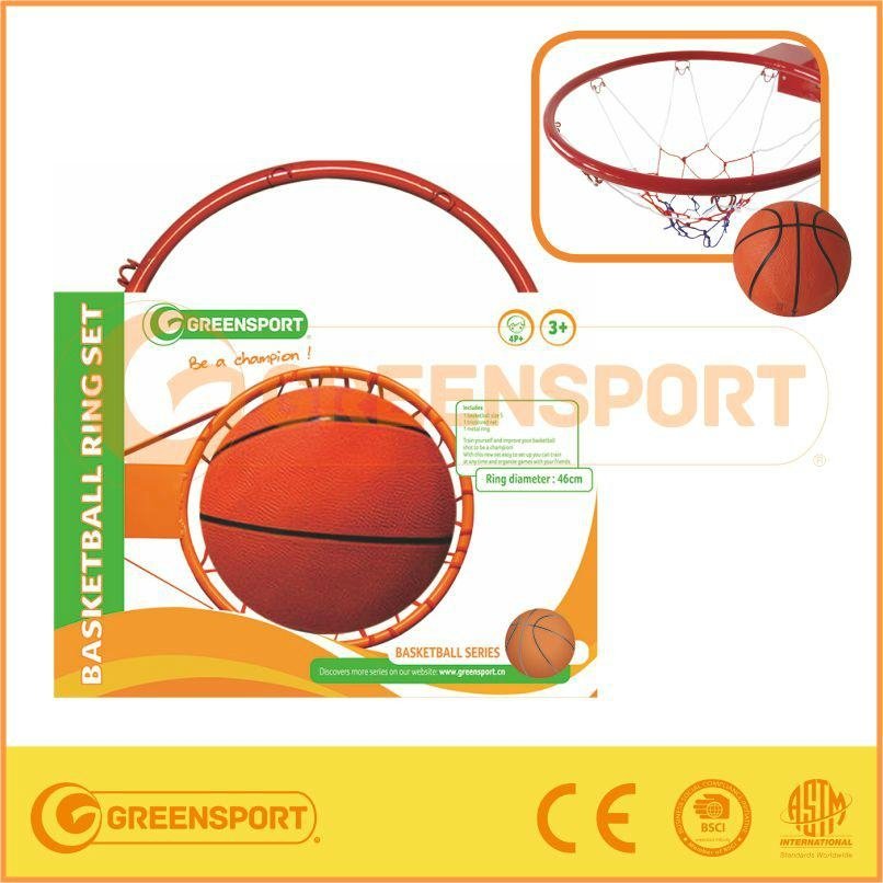 Metal basketball hoop ring with ball