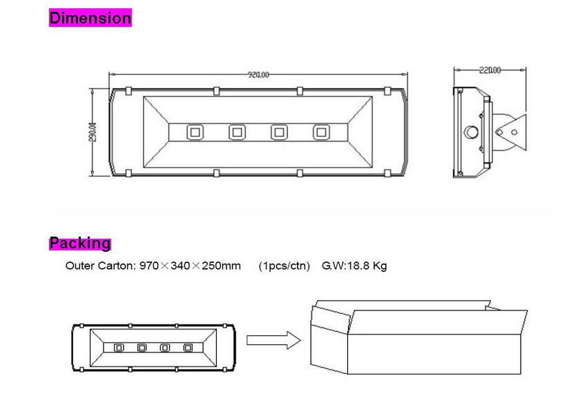 High Power 240W Bridgelux LED Tunnel Flood light 3